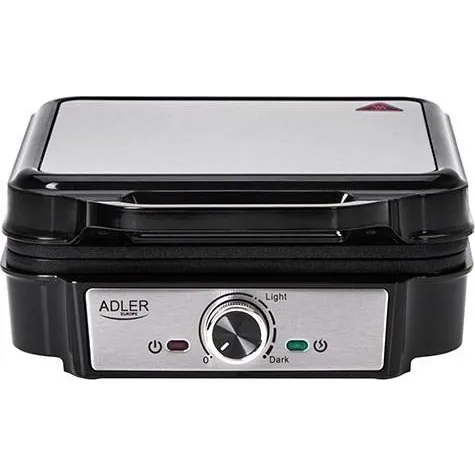 Adler AD 3083 Vaffeljern, 4 firkantede vafler, 1800 W, sort/sølv