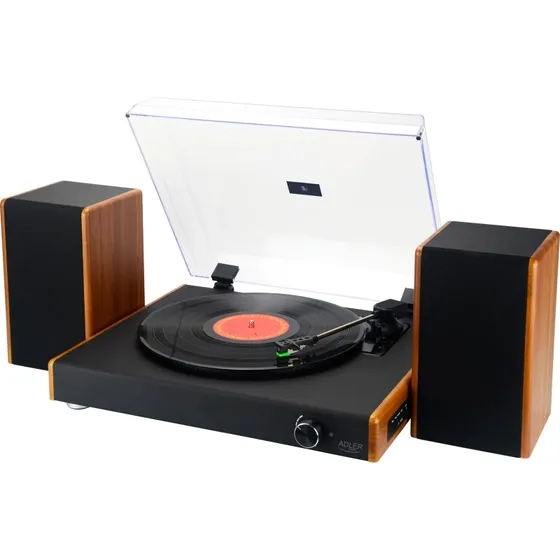 Adler AD 1915 Pladespiller - Sort/Træ, USB-A & Bluetooth