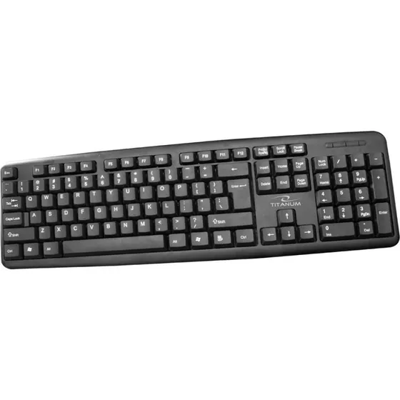 TITANUM TK101 USB-tastatur, sort, fuld tastatur med numerisk tastatur