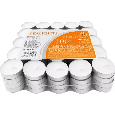 Varmelys 3 timer - 100 stk, duftfri, paraffin