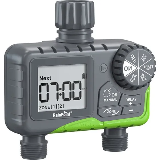 RainPoint ITV205 2-zoners haveslange-timer, IP65, 3/4"