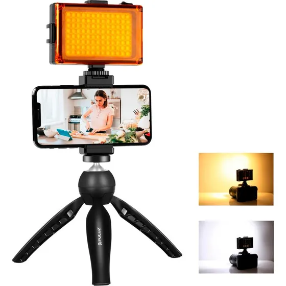 Puluz PKT3131B Live Broadcast Kit – Stativ med LED-Lys og Telefonklemme