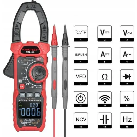 Habotest HT208D Digital Klemmemåler med LCD og LED