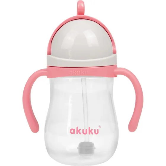 Akuku A0676 Flaske med Sugerør 280ml, Pink, 9+ måneder