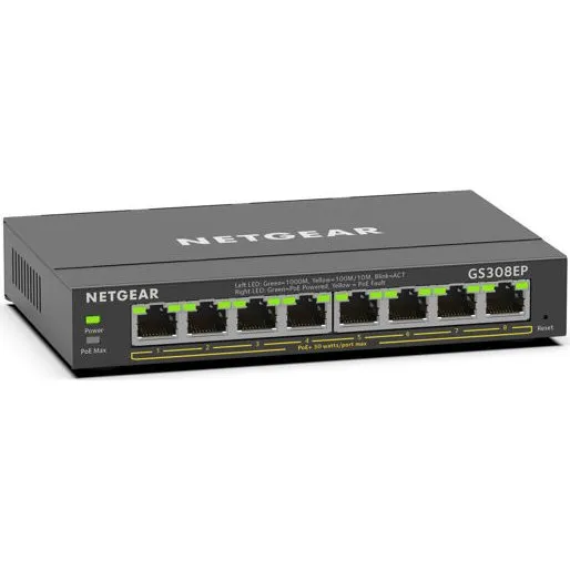 Netgear GS308EP 8-Port PoE+ Switch, Smart Managed Plus