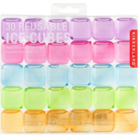 Kikkerland Reusable Ice Cubes – 30 stk. i 5 Farver