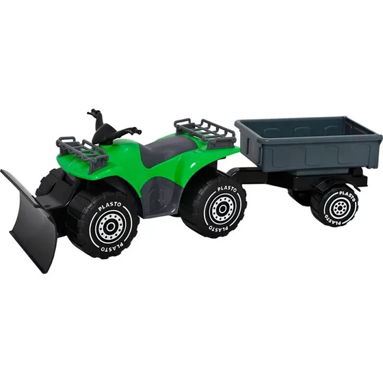 Plasto Quadbike med anhænger, grøn, 52 cm