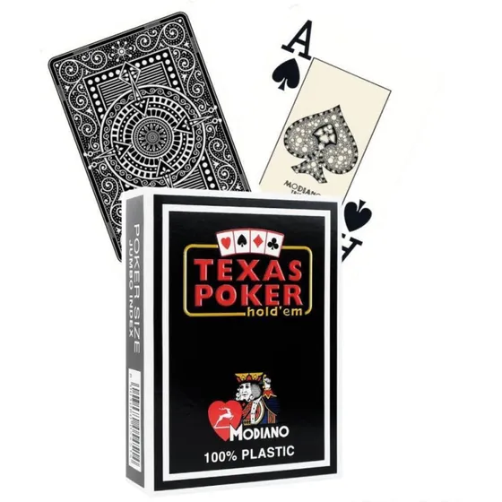 Modiano Texas Hold'em spillekort 100% plast – sort