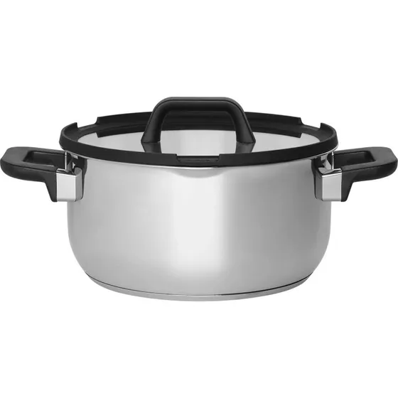 Maku Ease Pot 24 cm, 5,2 L rustfri stål med glaslåg