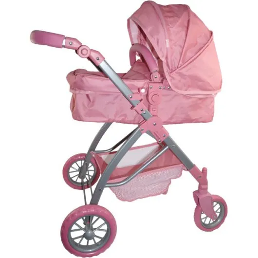 Happy Friend Pram pink – Dukkevogn med justerbar kaleche