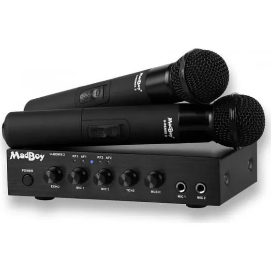 MadBoy U-Remix 2 Trådløse Karaoke Mikrofonpar med Bluetooth-Mixer