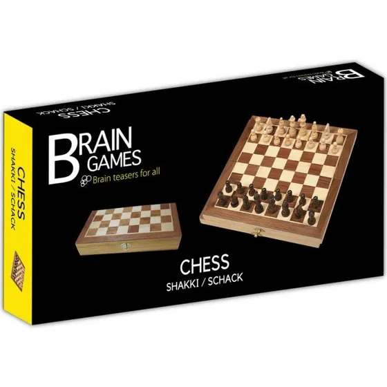 Techwo Skakspil 28x28cm i træbræt med foldbar design