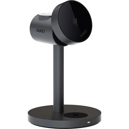 Aukey LC-MC311 3-i-1 Trådløs Oplader 15W, MagSafe Kompatibel, Sort