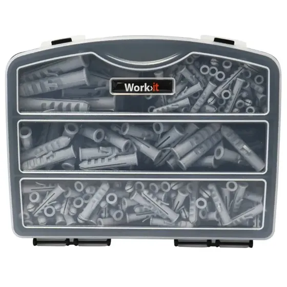 Work>it Sortimentskasse med 230 plugs i sortiment