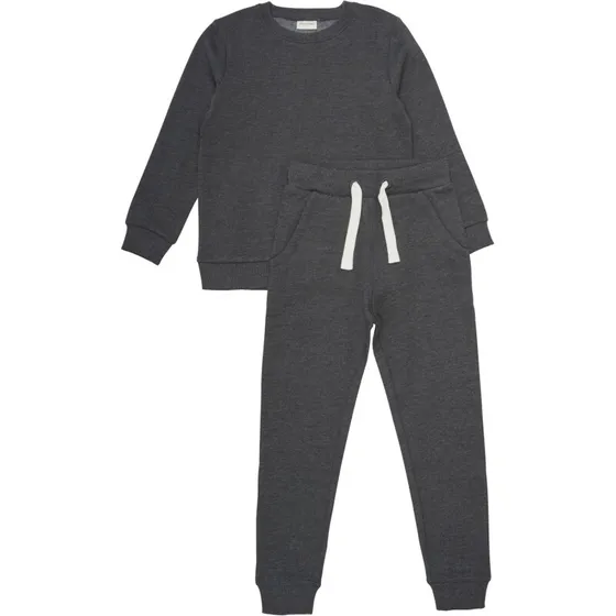 Minymo Dark Gray Melange børnesweatsæt 2-pak