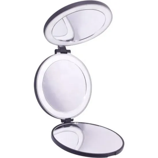 UNIQ Tri-fold Rejsespejl med LED 5x & 10x, Sort