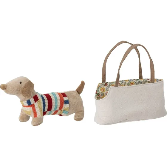 Bloomingville Mini Hilena Krammehund med vendbar taske natur