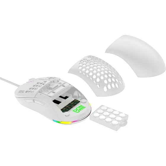 DON ONE GM500 RGB Gamingmus, Hvid, Letvægt med Justerbar Vægt