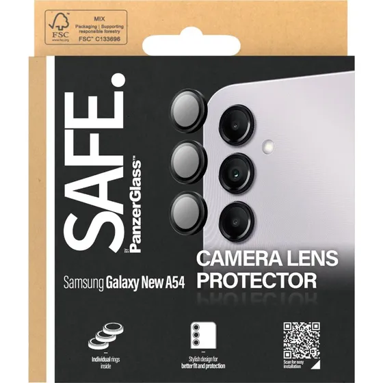 PanzerGlass SAFE. Objektivbeskyttelse, sort, for Samsung Galaxy A55