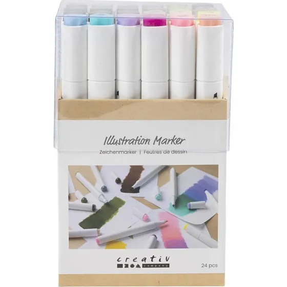 Creative Toys Creativ Illustrationspenne 1+8 mm, Pastelfarver, 24 stk