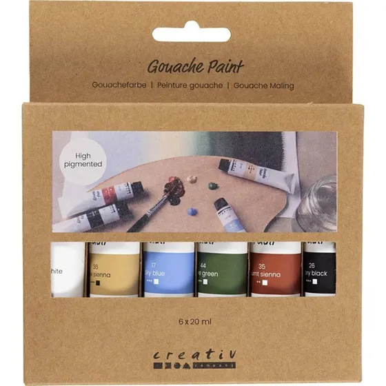 Creativ Company Gouache Maling 6x20ml Naturfarver