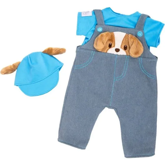 Tiny Treasures Little Paws Puppy 3-delssæt i blå denim, til 44 cm dukke