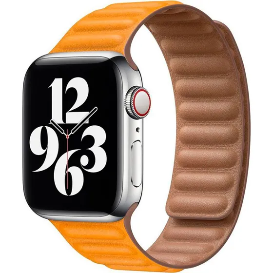 Lippa Magnetisk Læderrem til Apple Watch 42/44/45/49 Gulbrun