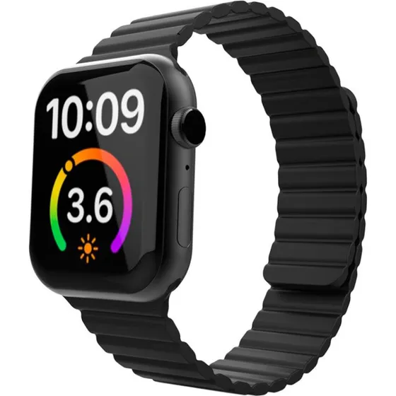 Lippa Magnetisk Silikone Rem til Apple Watch 38/40/41, Sort