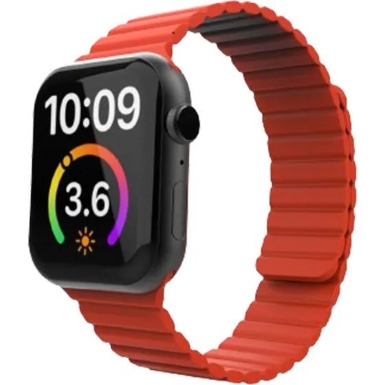 Lippa Magnetisk Silikonerem til Apple Watch 42/44/45/49 - Rød