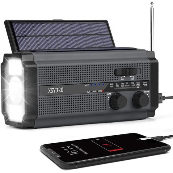Lippa Nødradio Solar 5000 mAh - AM/FM - Sort