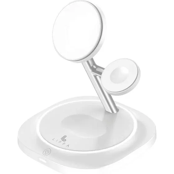 Lippa 3-in-1 Trådløs Opladningsstander 15W Hvid