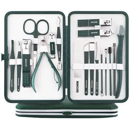 UNIQ 18-i-1 Manicure & Grooming Sæt, Mørkegrøn