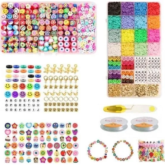 KREA Clay Beads Fimo Smykkesæt – 4500 stk, Heishi & Charms