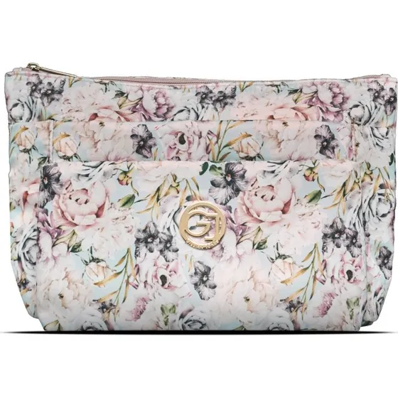 Gillian Jones 3-rums kosmetiktaske med blomsterprint, rosa