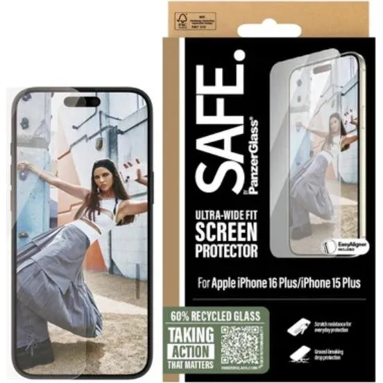 PanzerGlass SAFE. iPhone 16 Plus, 15 Plus | Ultra-Wide Fit