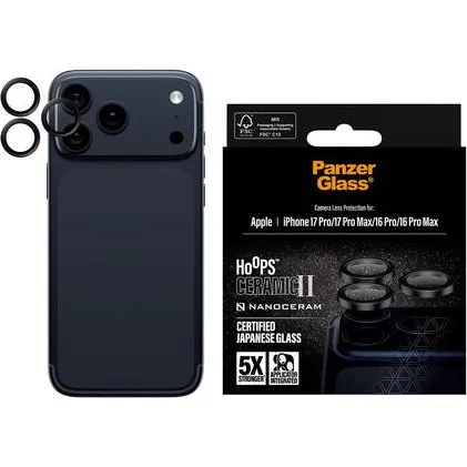 PanzerGlass Hoops Ceramic II Kameralinsebeskytter for iPhone 16/17 Pro og Pro Max