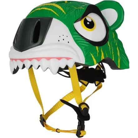 Crazy Safety Tiger Cykelhjelm til Børn, Grøn, 3-7 år