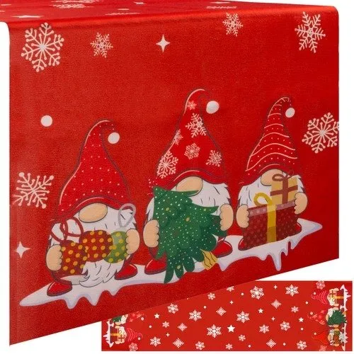 Juleløber 150x40 cm – Elegant bordløber med snefnug og nisser
