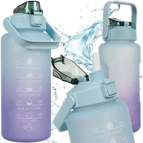 HydroFlow Vandflaske med Sugerør & Tidsmarkør – 2L