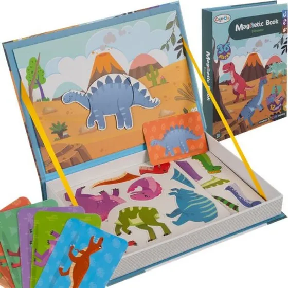 Magnetic Dinosaur Puslespil - Holdbar Bogformet Konstruktion