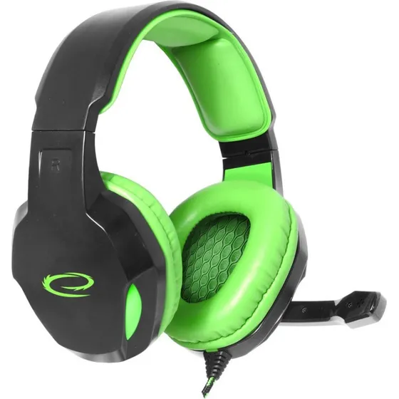 Esperanza Cobra Gaming Headset, Grøn/Sort, 2 m