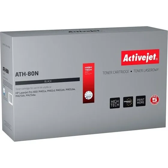 ActiveJet ATH-80N, sort, kompatibel toner til HP 80A, 3.500 sider