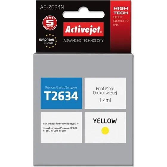 ActiveJet AE-2634N Gul Blækpatron, 12 ml (Ers. Epson T2634)