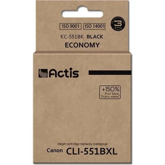 Actis KC-551BK Sort Blækpatron, 12 ml, Kompatibel med Canon
