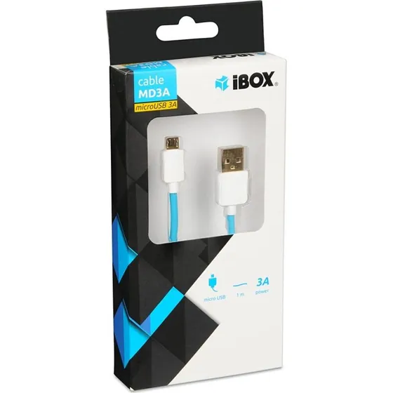 iBOX USB-kabel micro USB 1 m, 3A, blå