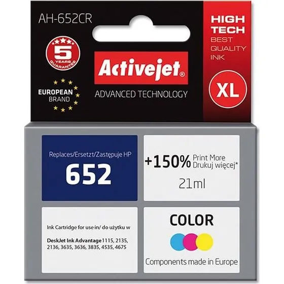 ActiveJet Premium XL Farveblækpatron til HP 652, 21 ml