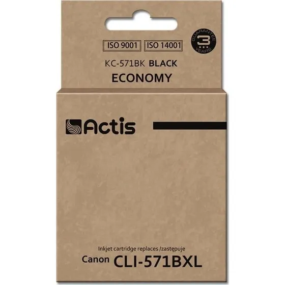Actis KC-571BK, sort, 12 ml – kompatibel til Canon CLI-571BKXL