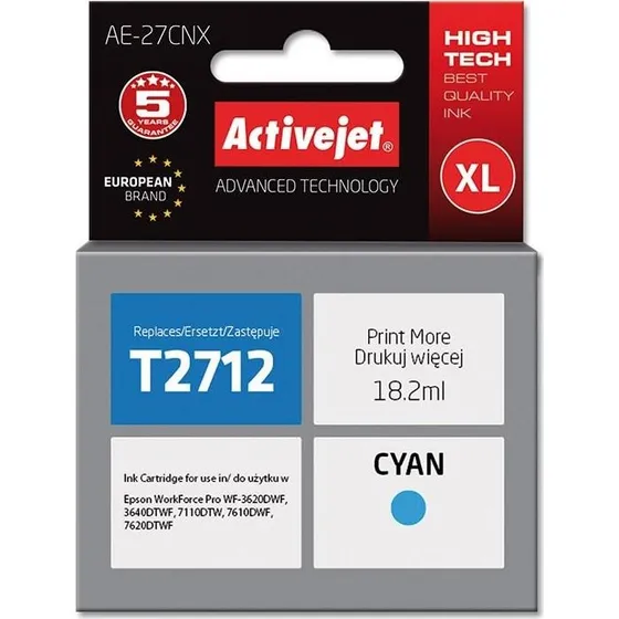 ActiveJet XL Cyan Blækpatron (erstatter Epson T2712)