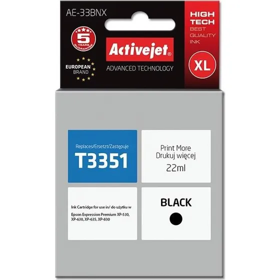 ActiveJet Supreme T3351 XL, sort, 22 ml (kompatibel til Epson)