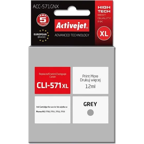 Activejet Supreme CLI-571XL Grå, 12 ml (kompatibel)